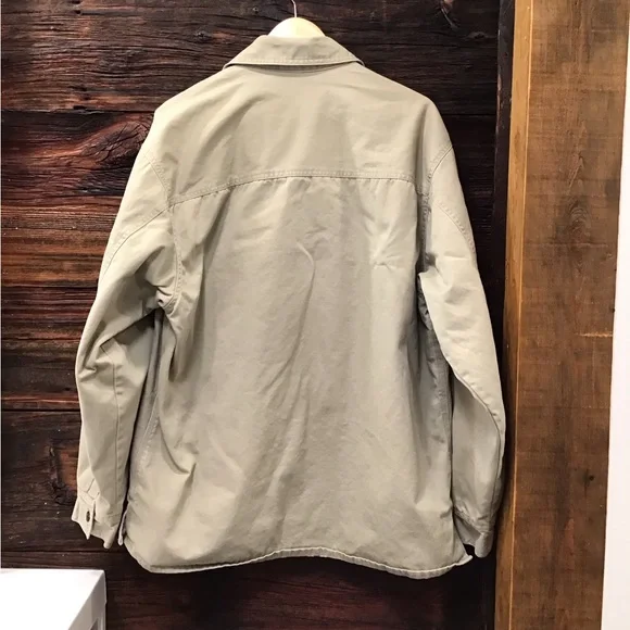 Vintage Mens Insulated Seersucker Shirt Jacket Size L Canvas Chore Barn Shacket - Picture 4 of 16